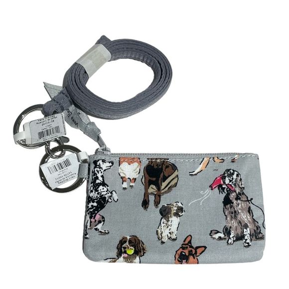 Vera Bradley Dog Show Zip ID and Lanyard Gray - Picture 1 of 5